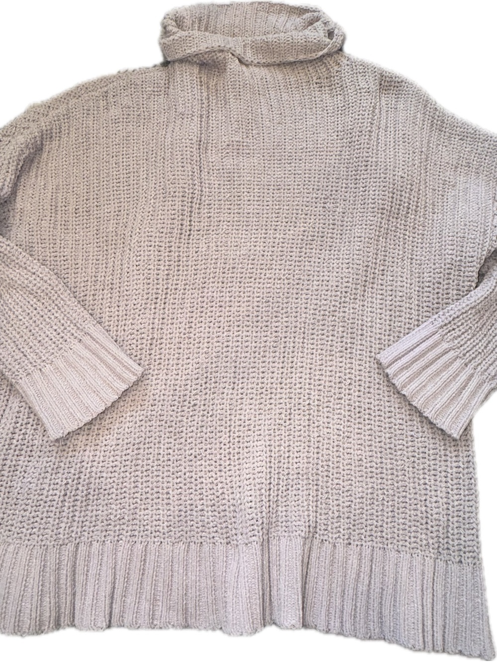 aerie Taupe Turtleneck Waffle Knit Pullover